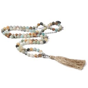 Mala Beads Amazonite Necklace With Guru Bead